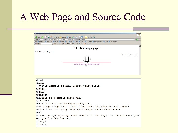 A Web Page and Source Code 