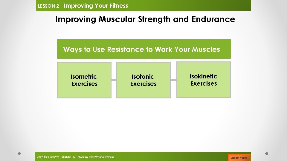 LESSON 2 Improving Your Fitness Improving Muscular Strength and Endurance Ways to Use Resistance