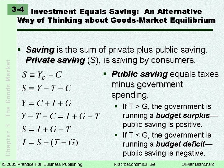 3 -4 Investment Equals Saving: An Alternative Way of Thinking about Goods-Market Equilibrium §
