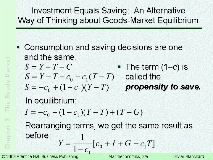 Investment Equals Saving: An Alternative Way of Thinking about Goods-Market Equilibrium § Consumption and