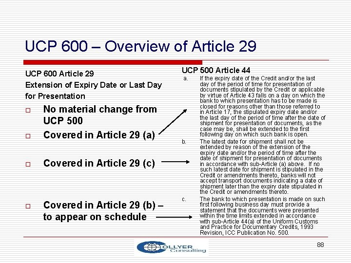UCP 600 – Overview of Article 29 UCP 600 Article 29 Extension of Expiry