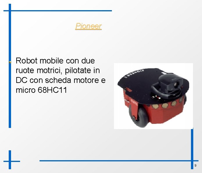 Pioneer Robot mobile con due ruote motrici, pilotate in DC con scheda motore e