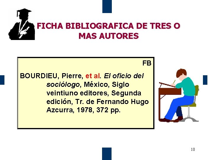 FICHA BIBLIOGRAFICA DE TRES O MAS AUTORES FB BOURDIEU, Pierre, et al. El oficio