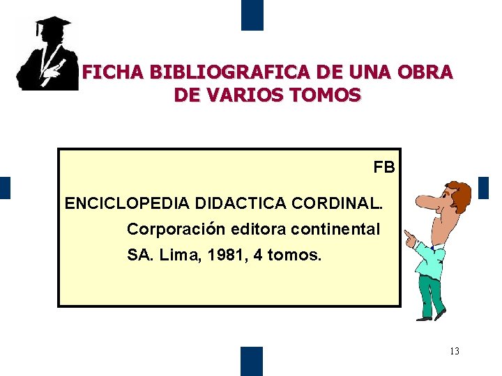 FICHA BIBLIOGRAFICA DE UNA OBRA DE VARIOS TOMOS FB ENCICLOPEDIA DIDACTICA CORDINAL. Corporación editora