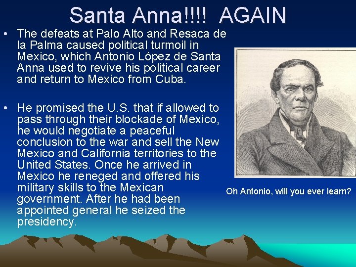 Santa Anna!!!! AGAIN • The defeats at Palo Alto and Resaca de la Palma