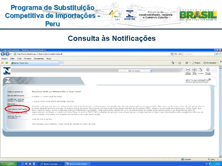 Programa de Substituição Competitiva de Importações Peru Consulta às Notificações 