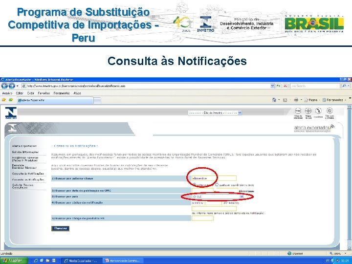 Programa de Substituição Competitiva de Importações Peru Consulta às Notificações 