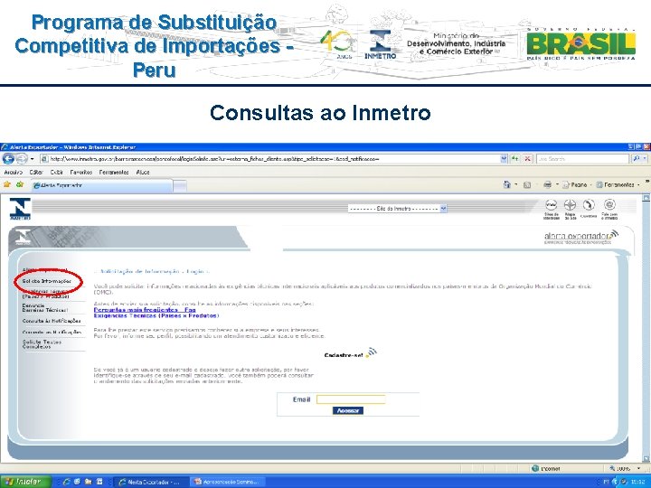 Programa de Substituição Competitiva de Importações Peru Consultas ao Inmetro 