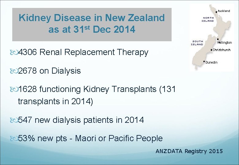 Kidney Disease in New Zealand as at 31 st Dec 2014 4306 Renal Replacement