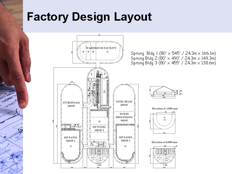 Factory Design Layout Sprung Bldg 1 (80' x 545' / 24. 3 m x