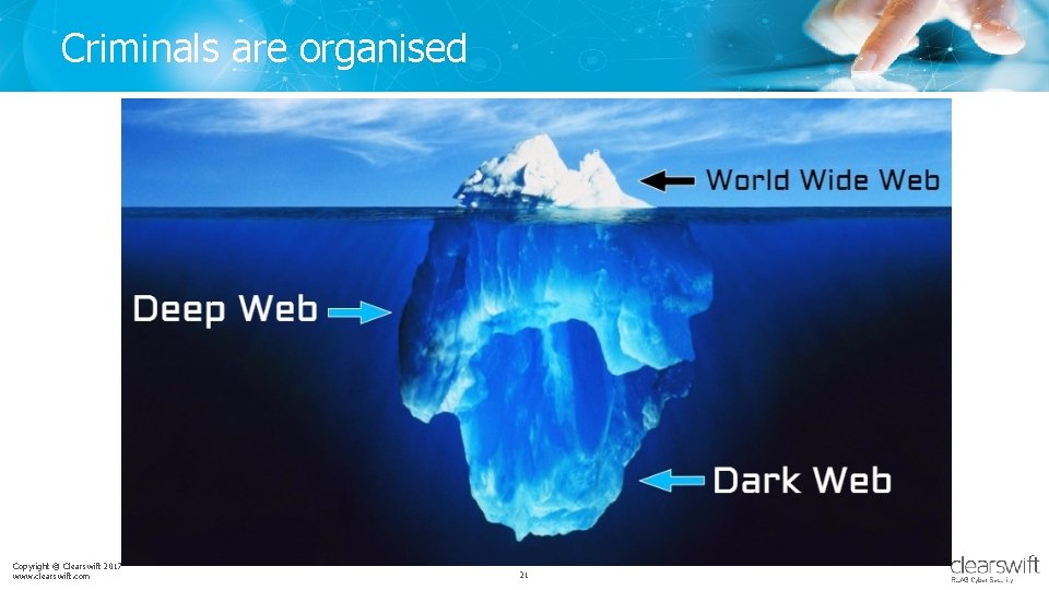Criminals are organised Copyright © Clearswift 2017 www. clearswift. com 21 
