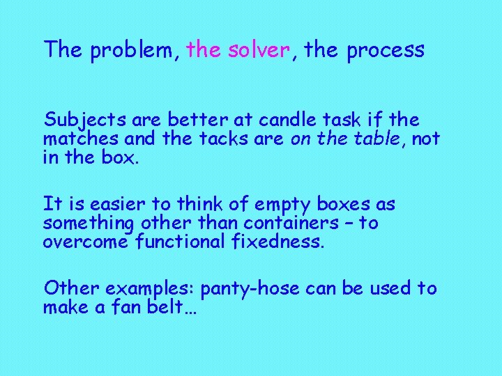 The problem, the solver, the process Subjects are better at candle task if the