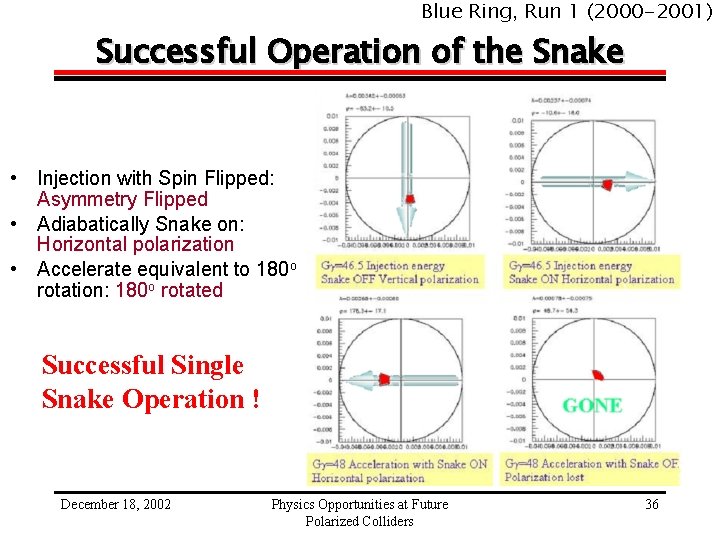 Blue Ring, Run 1 (2000 -2001) Successful Operation of the Snake • Injection with