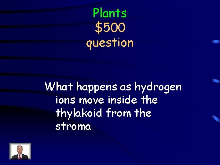 Plants $500 question What happens as hydrogen ions move inside thylakoid from the stroma