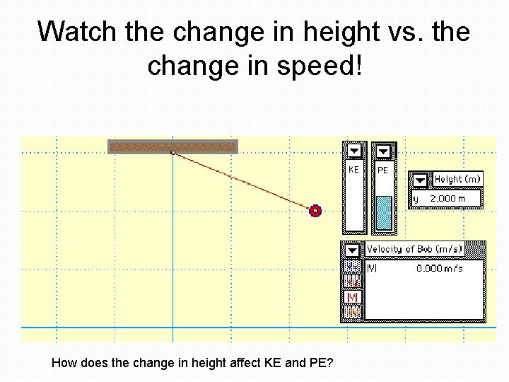 Watch the change in height vs. the change in speed! How does the change
