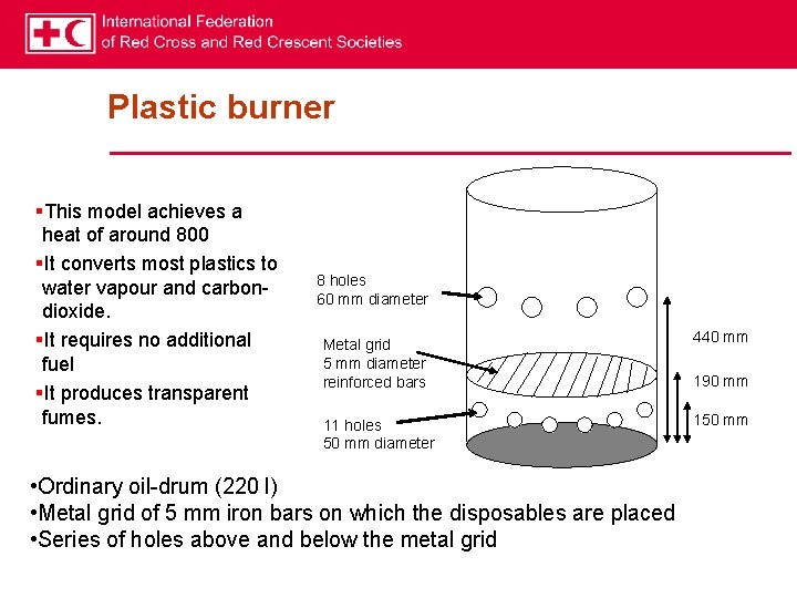 Plastic burner §This model achieves a heat of around 800 §It converts most plastics
