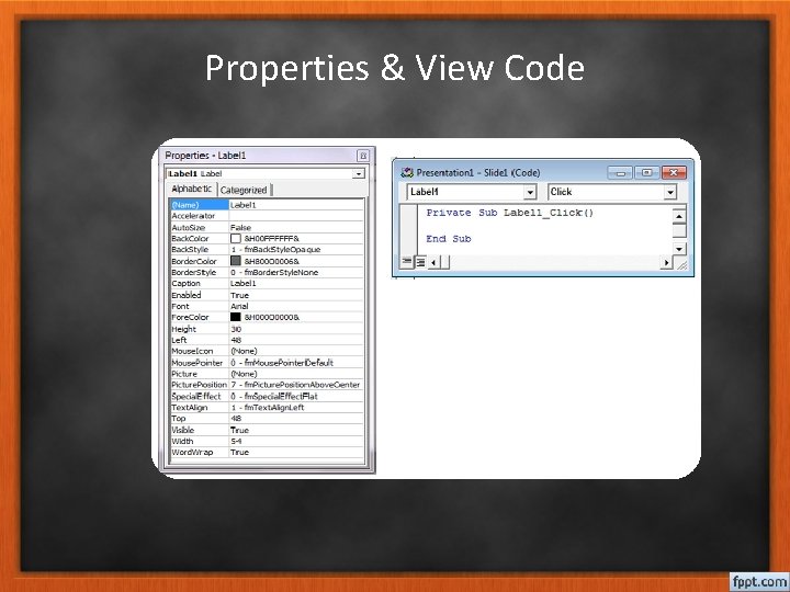 Properties & View Code 