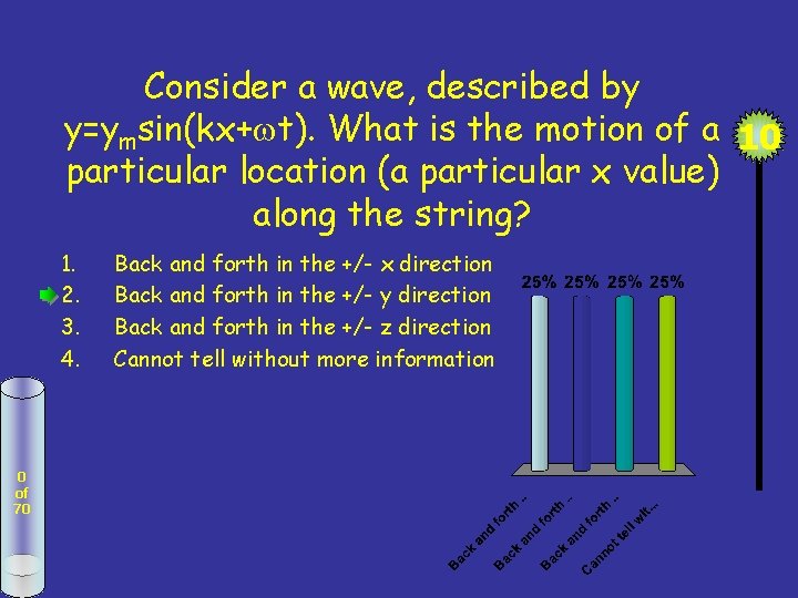 Consider a wave, described by y=ymsin(kx+ t). What is the motion of a 10