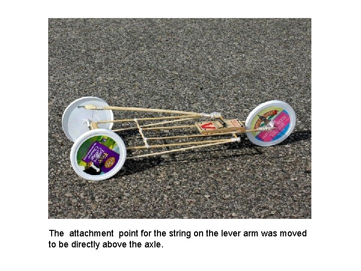 The attachment point for the string on the lever arm was moved to be