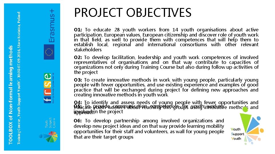 Training Course „Youth Support Youth”, 30. 08 -07. 09. 2016, Stara Kraśnica, Poland TOOLBOX