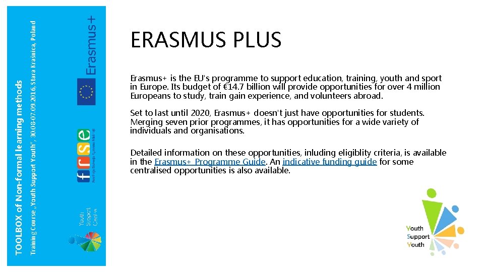 Training Course „Youth Support Youth”, 30. 08 -07. 09. 2016, Stara Kraśnica, Poland TOOLBOX