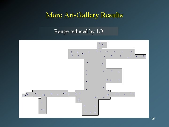 More Art-Gallery Results Visibility in 1/3 range Range bounded reduced by 16 