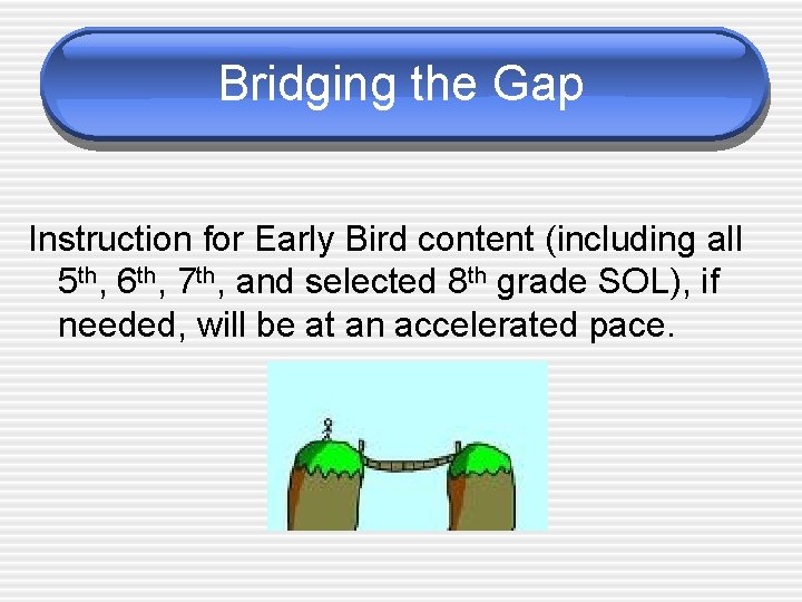 Bridging the Gap Instruction for Early Bird content (including all 5 th, 6 th,