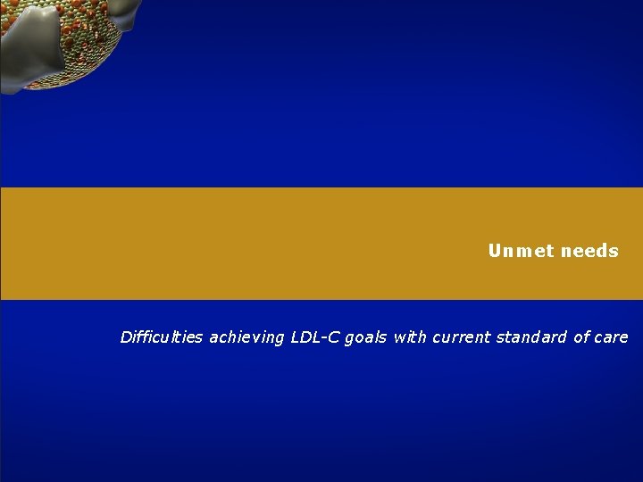 Unmet needs Difficulties achieving LDL-C goals with current standard of care 39 