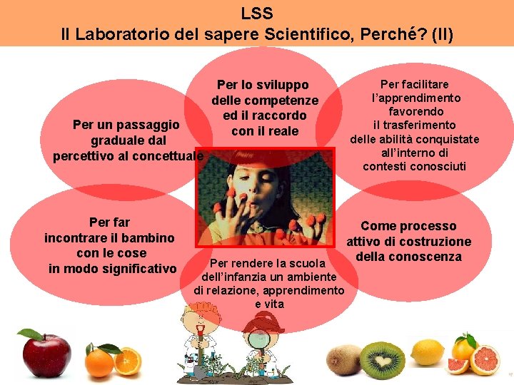 LSS Il Laboratorio del sapere Scientifico, Perché? (II) Per un passaggio graduale dal percettivo