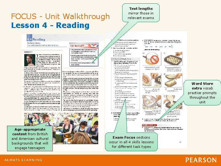 FOCUS - Unit Walkthrough Lesson 4 - Reading Text lengths mirror those in relevant