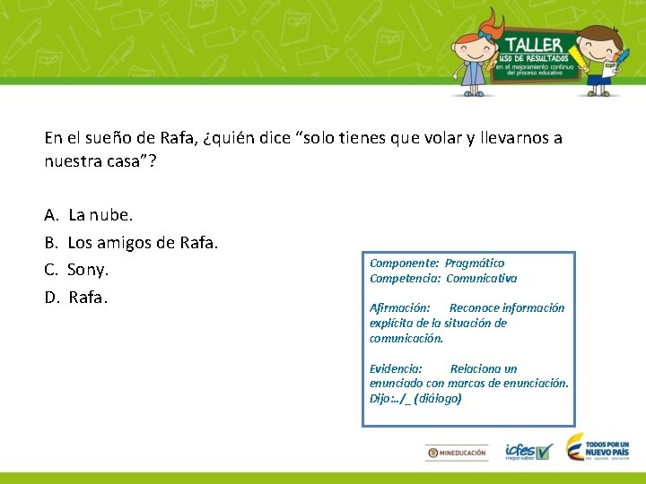 En el sueño de Rafa, ¿quién dice “solo tienes que volar y llevarnos a