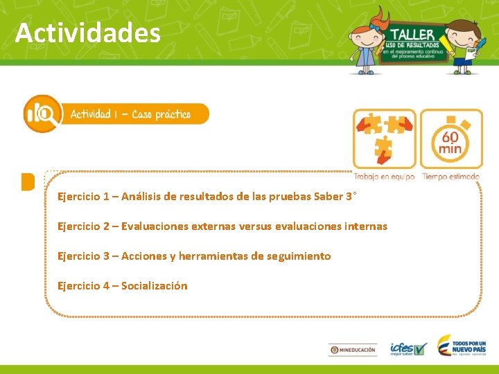 Actividades Ejercicio 1 – Análisis de resultados de las pruebas Saber 3° Ejercicio 2