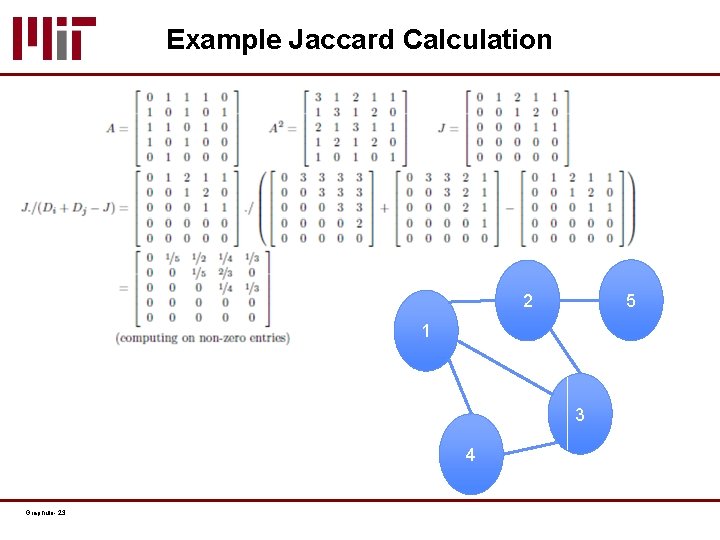 Example Jaccard Calculation 5 2 1 3 4 Graphulo- 23 