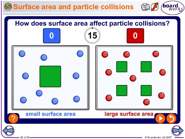 Surface area and particle collisions 29 of 39 © Boardworks Ltd 2007 