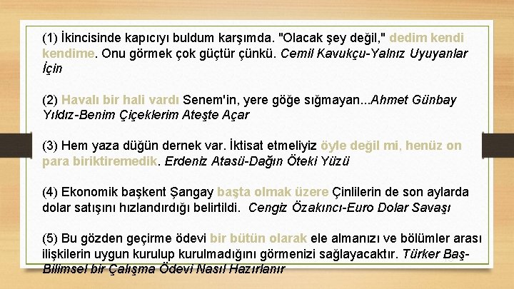 (1) İkincisinde kapıcıyı buldum karşımda. "Olacak şey değil, " dedim kendime. Onu görmek çok