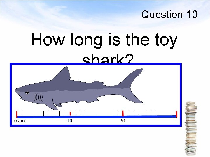 Question 10 How long is the toy shark? 