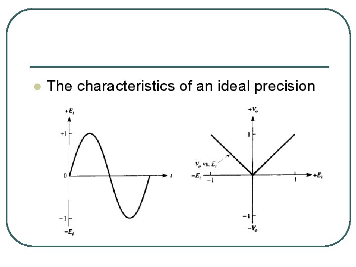 l The characteristics of an ideal precision rectifier are shown below. 