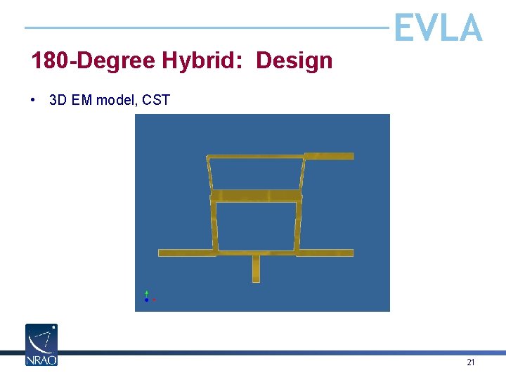 180 -Degree Hybrid: Design EVLA • 3 D EM model, CST 21 