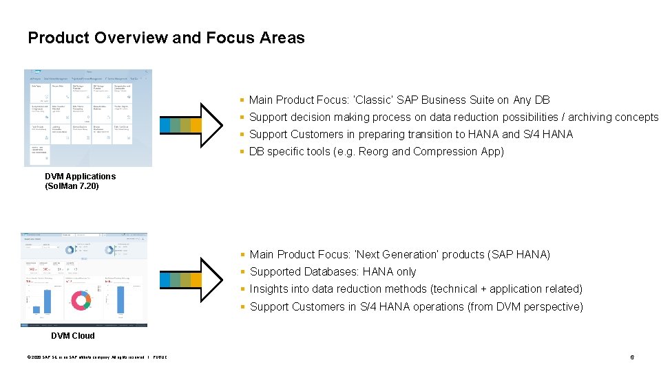 Product Overview and Focus Areas § Main Product Focus: ‘Classic’ SAP Business Suite on