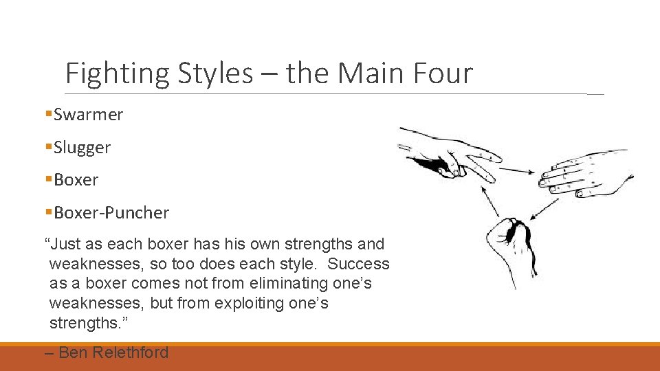 Fighting Styles – the Main Four Swarmer Slugger Boxer-Puncher “Just as each boxer has