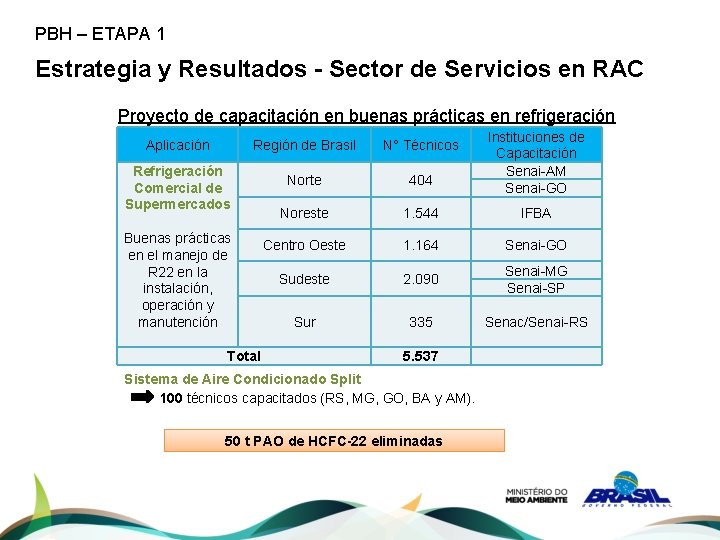 PBH – ETAPA 1 Estrategia y Resultados - Sector de Servicios en RAC Proyecto