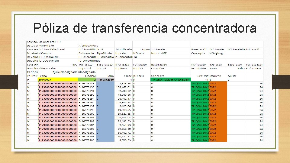 Póliza de transferencia concentradora 