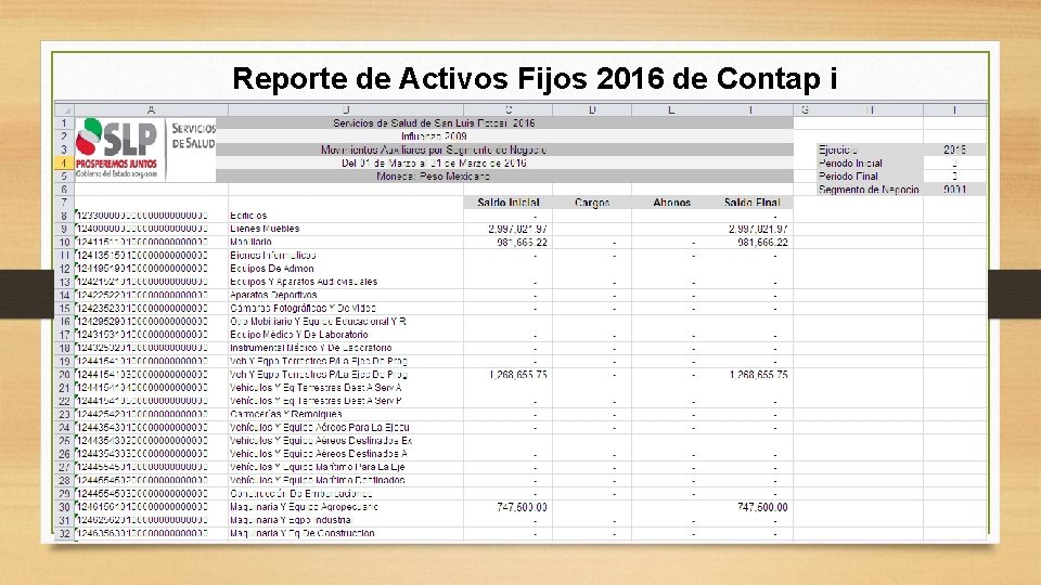 Reporte de Activos Fijos 2016 de Contap i 