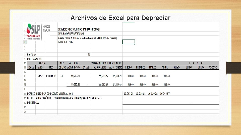 Archivos de Excel para Depreciar 