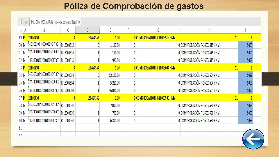 Póliza de Comprobación de gastos 