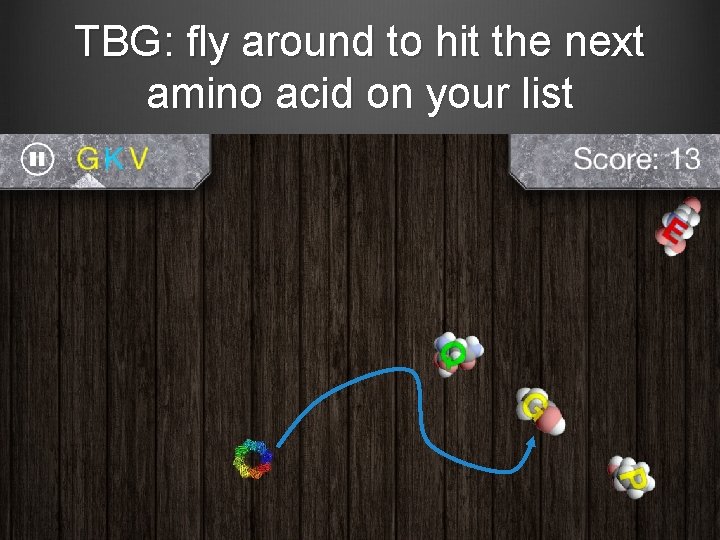 TBG: fly around to hit the next amino acid on your list 