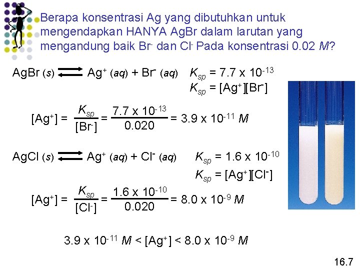 Berapa konsentrasi Ag yang dibutuhkan untuk mengendapkan HANYA Ag. Br dalam larutan yang mengandung