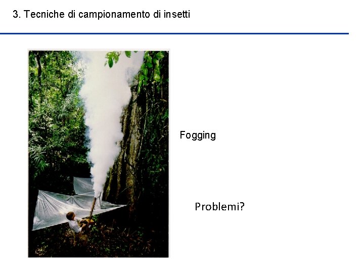 3. Tecniche di campionamento di insetti Fogging Problemi? 