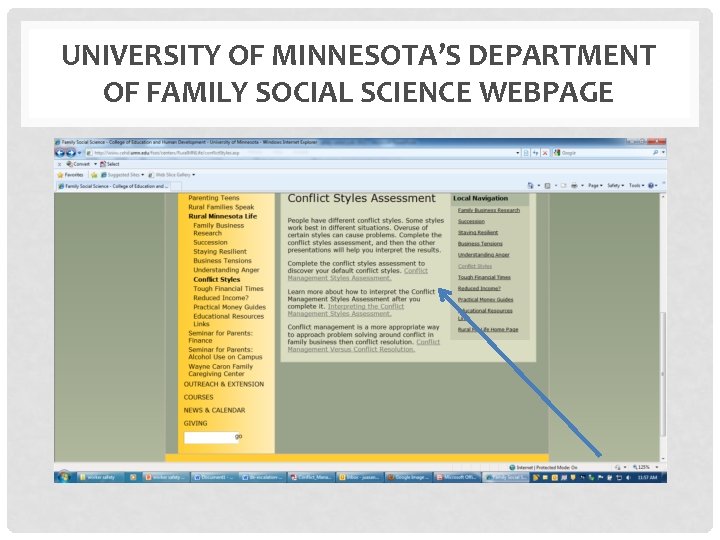 UNIVERSITY OF MINNESOTA’S DEPARTMENT OF FAMILY SOCIAL SCIENCE WEBPAGE 