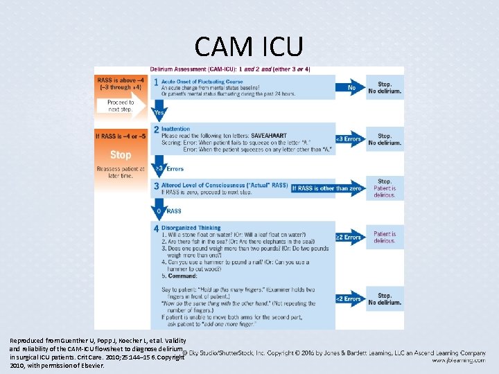 CAM ICU Reproduced from Guenther U, Popp J, Koecher L, et al. Validity and CAM ICU Reproduced from Guenther U, Popp J, Koecher L, et al. Validity and